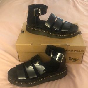 Dr Marten Clarissa Black Patent Leather Sandals